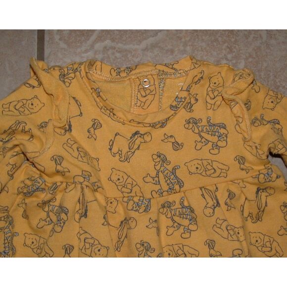 Golden Yellow Sz 6-9 Months Long Sleeve WINNIE THE POOH TIGGER Dress DISNEY BABY - Picture 2 of 2
